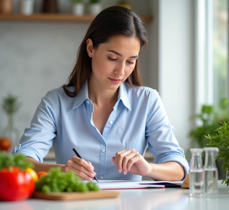 Coach nutricional diseñando un plan de alimentación personalizado